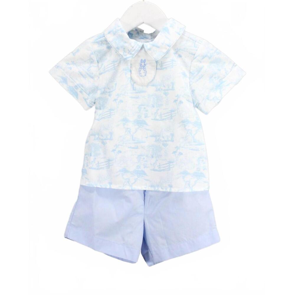 NEW CHARMING LITTLE ONE boy's peter rabbit toile shorts set in blue